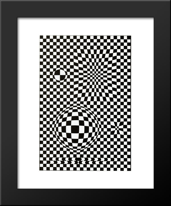 Vega 20x24 Black Modern Wood Framed Art Print Poster by Vasarely, Victor