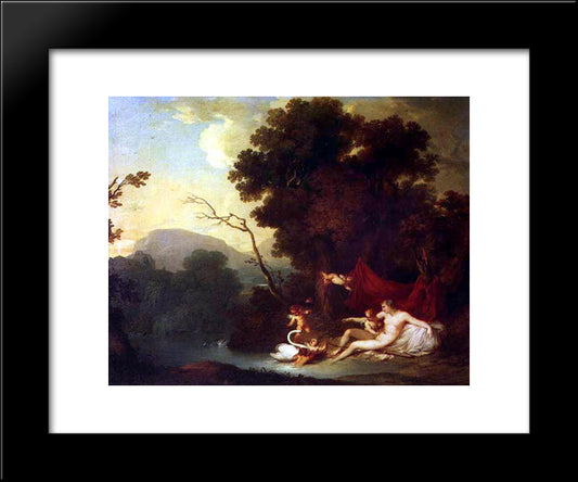 Leda E O Cisne 20x24 Black Modern Wood Framed Art Print Poster by Portuense, Vieira