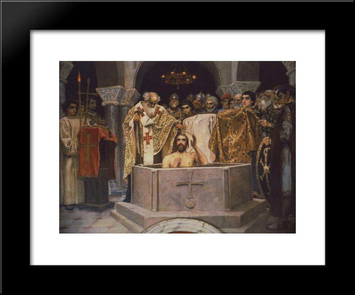 Baptism Of Prince Vladimir, Fragment Of The Vladimir Cathedral In Kiev 20x24 Black Modern Wood Framed Art Print Poster by Vasnetsov, Viktor