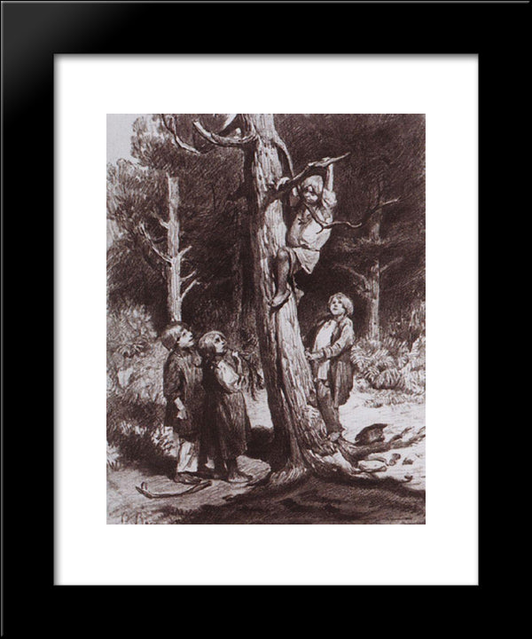 Children Are Ruining The Nest 20x24 Black Modern Wood Framed Art Print Poster by Vasnetsov, Viktor