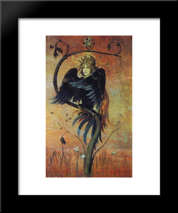 Gamaun, The Prophetic Bird 20x24 Black Modern Wood Framed Art Print Poster by Vasnetsov, Viktor