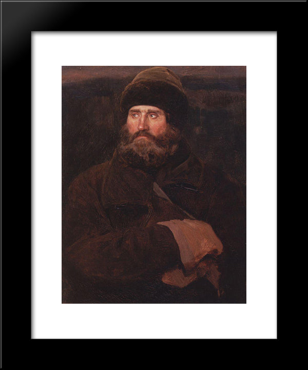 Ivan Petrov, A Peasant From Vladimir Province 20x24 Black Modern Wood Framed Art Print Poster by Vasnetsov, Viktor