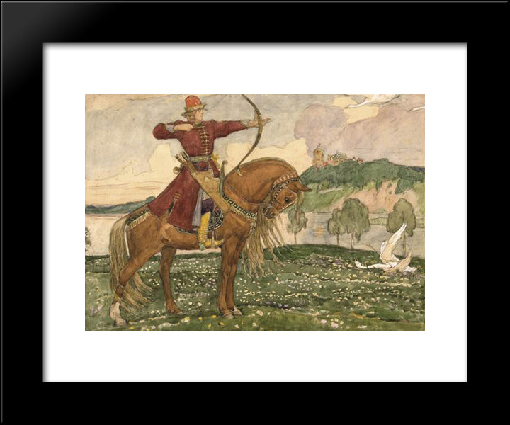 Ivan Tsarevich And The Swan 20x24 Black Modern Wood Framed Art Print Poster by Vasnetsov, Viktor