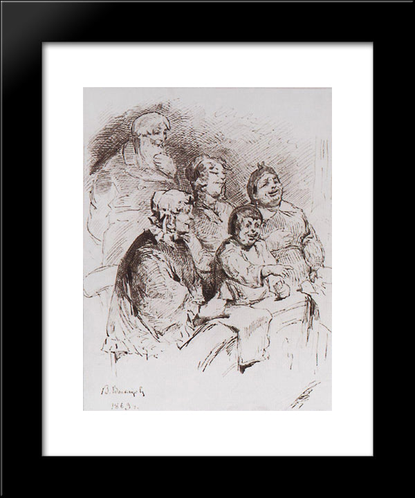Merchant Family In The Theater 20x24 Black Modern Wood Framed Art Print Poster by Vasnetsov, Viktor