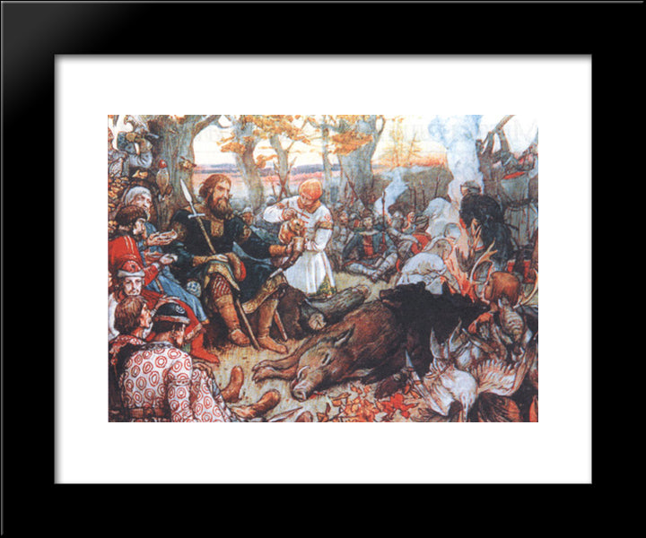 Monomakh`S Hunting 20x24 Black Modern Wood Framed Art Print Poster by Vasnetsov, Viktor