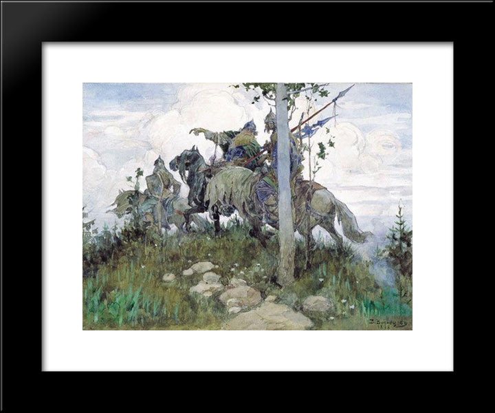 Mounted Knights 20x24 Black Modern Wood Framed Art Print Poster by Vasnetsov, Viktor