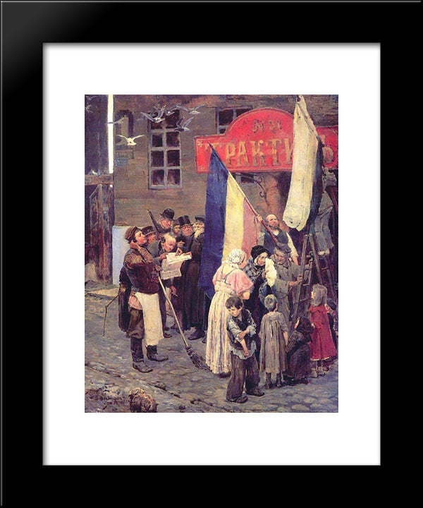 News Of The Capture Of Kars 20x24 Black Modern Wood Framed Art Print Poster by Vasnetsov, Viktor