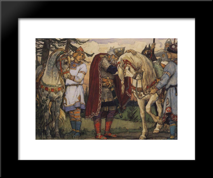 Oleg`S Farewell To His Horce 20x24 Black Modern Wood Framed Art Print Poster by Vasnetsov, Viktor