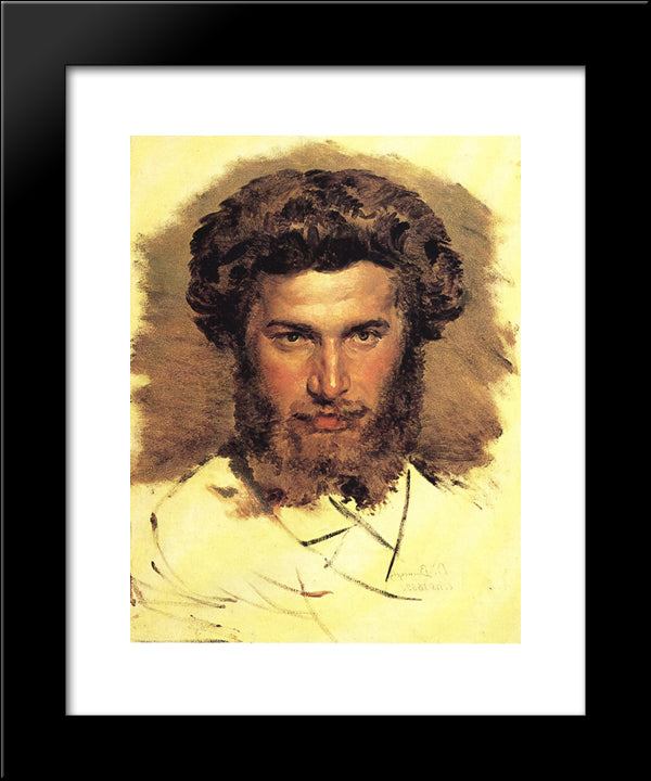 Portrait Of The Artist Arkhip Kuinji 20x24 Black Modern Wood Framed Art Print Poster by Vasnetsov, Viktor