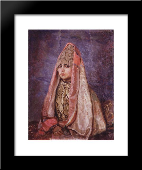 Portrait Of V. Mamontova 20x24 Black Modern Wood Framed Art Print Poster by Vasnetsov, Viktor