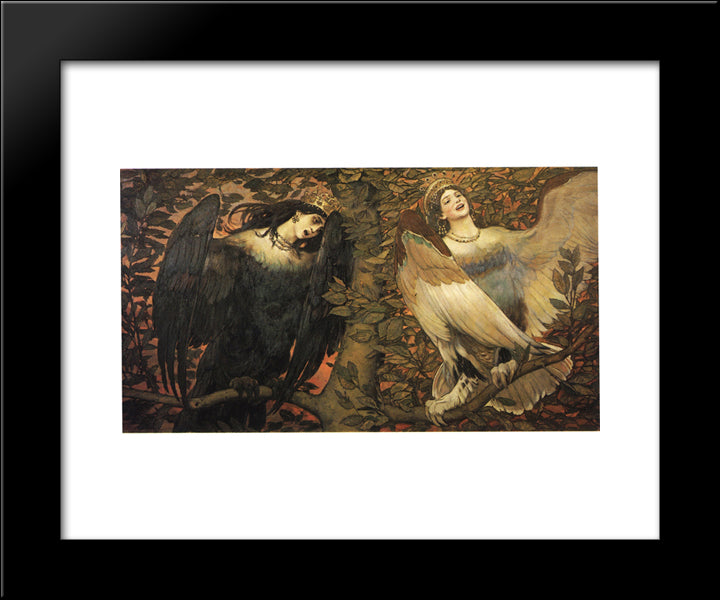Sirin And Alkonost The Birds Of Joy And Sorrow 20x24 Black Modern Wood Framed Art Print Poster by Vasnetsov, Viktor