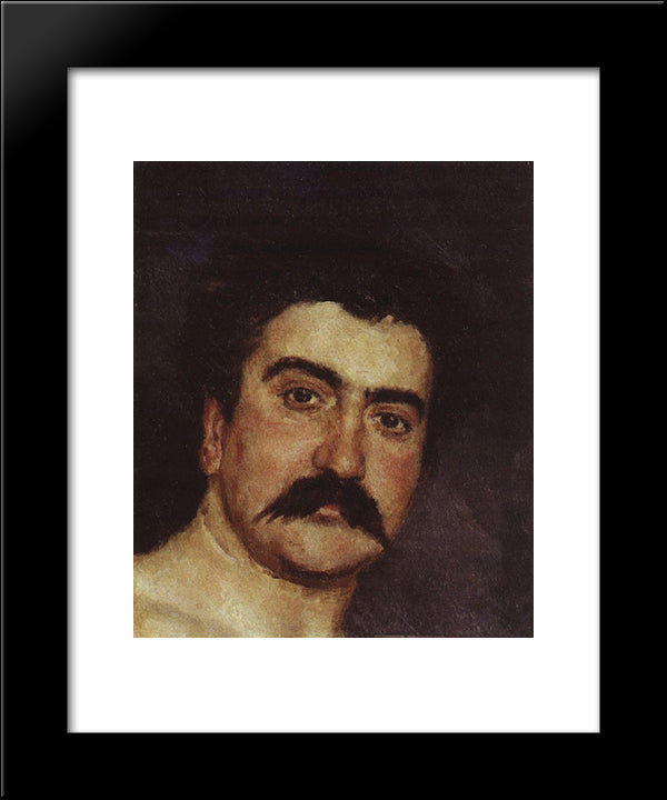 Wrestler`S Head. Portrait Of Wrestler N.D. Kuznetsov 20x24 Black Modern Wood Framed Art Print Poster by Vasnetsov, Viktor