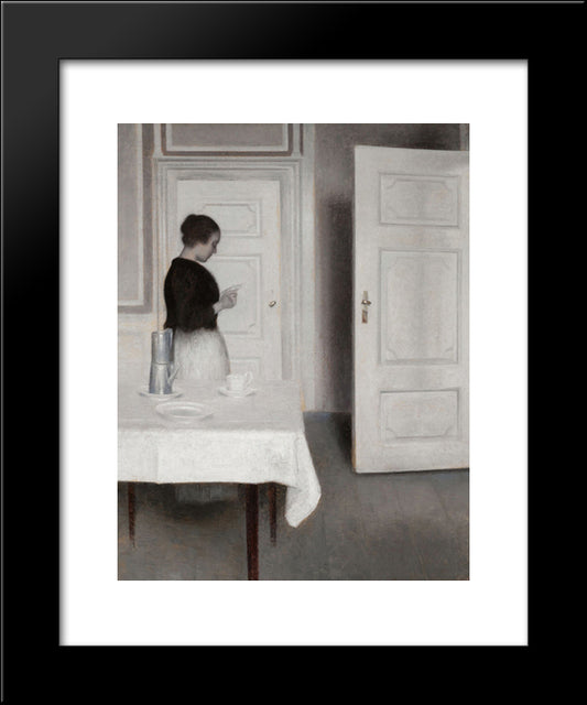 Ida Reading A Letter 20x24 Black Modern Wood Framed Art Print Poster by Hammershoi, Vilhelm