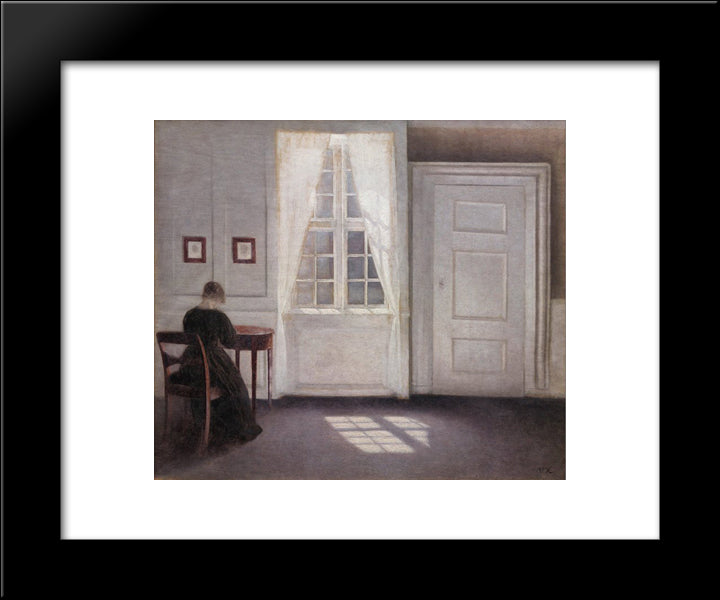 Interior From Strandgade With Sunlight On The Floor 20x24 Black Modern Wood Framed Art Print Poster by Hammershoi, Vilhelm