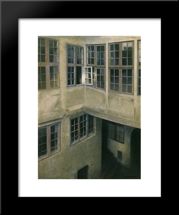 Interior Of Courtyard, Strandgade 30 20x24 Black Modern Wood Framed Art Print Poster by Hammershoi, Vilhelm