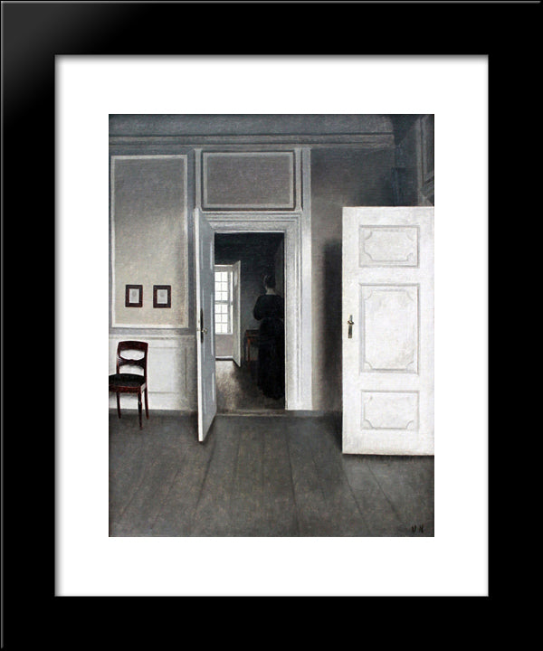 Interior Strandgade 30 20x24 Black Modern Wood Framed Art Print Poster by Hammershoi, Vilhelm