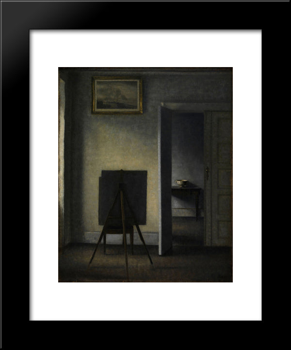 Interior With The Artist'S Easel 20x24 Black Modern Wood Framed Art Print Poster by Hammershoi, Vilhelm