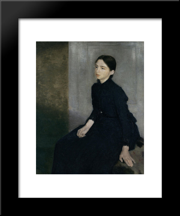 Portrait Of A Young Woman. The Artist'S Sister Anna Hammershoi 20x24 Black Modern Wood Framed Art Print Poster by Hammershoi, Vilhelm