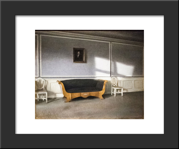 Sunshine In The Drawingroom Iii 20x24 Black Modern Wood Framed Art Print Poster by Hammershoi, Vilhelm