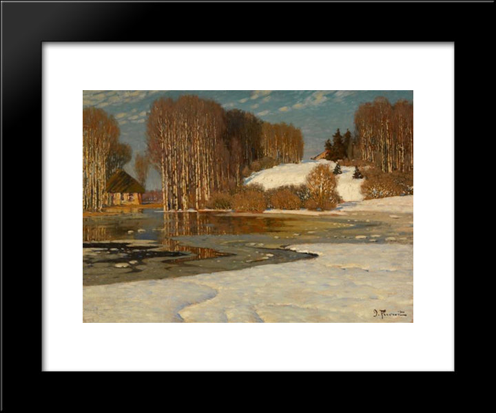 Lake In Early Spring 20x24 Black Modern Wood Framed Art Print Poster by Purvitis, Vilhelms