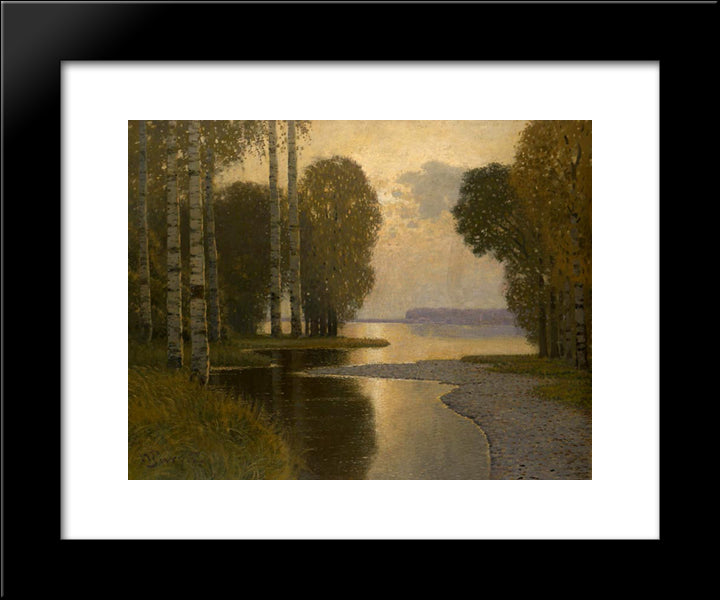 Landscape With Birch Trees 20x24 Black Modern Wood Framed Art Print Poster by Purvitis, Vilhelms