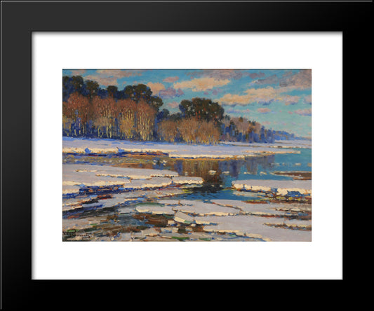 Melting Snow 20x24 Black Modern Wood Framed Art Print Poster by Purvitis, Vilhelms