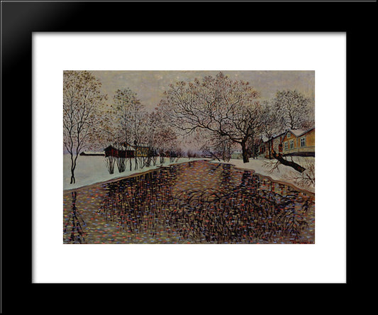 Limingan Joki [View Of Liminka] 20x24 Black Modern Wood Framed Art Print Poster by Lampi, Vilho