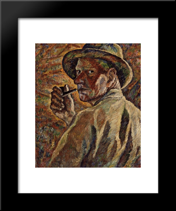 Self-Portrait 20x24 Black Modern Wood Framed Art Print Poster by Lampi, Vilho