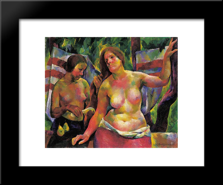 Combing (Woman Combing, The Artist'S Wife) 20x24 Black Modern Wood Framed Art Print Poster by Aba Novak, Vilmos