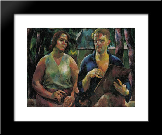 Double Portrait (The Artist And His Wife) 20x24 Black Modern Wood Framed Art Print Poster by Aba Novak, Vilmos