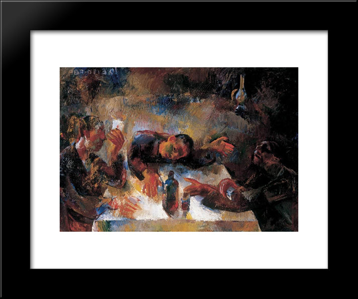 Drinkers (Wine Drinkers) 20x24 Black Modern Wood Framed Art Print Poster by Aba Novak, Vilmos