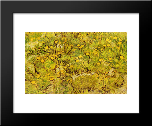 A Field Of Yellow Flowers 20x24 Black Modern Wood Framed Art Print Poster by Van Gogh, Vincent