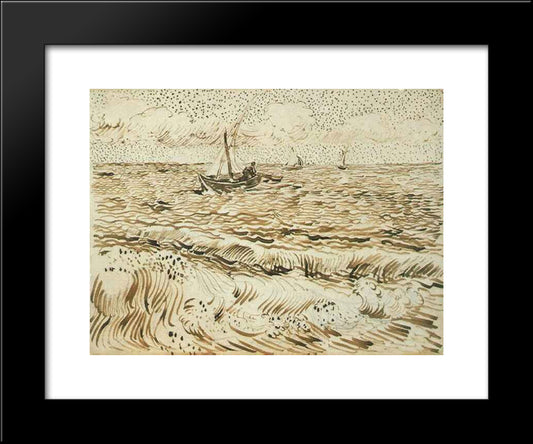 A Fishing Boat At Sea 20x24 Black Modern Wood Framed Art Print Poster by Van Gogh, Vincent