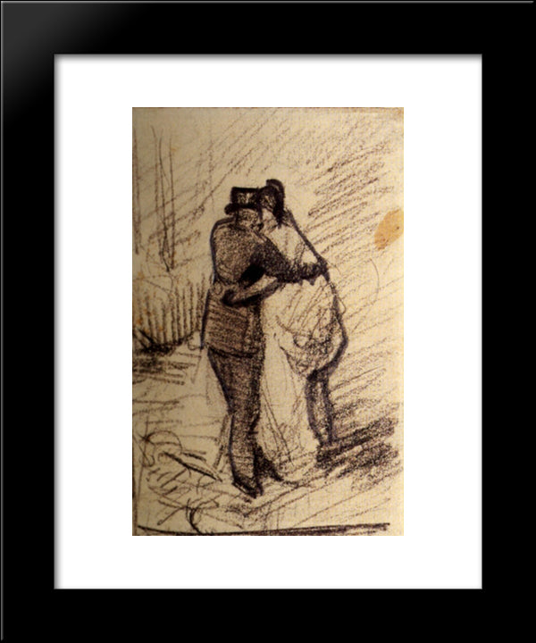 A Man And A Woman Seen From The Back 20x24 Black Modern Wood Framed Art Print Poster by Van Gogh, Vincent