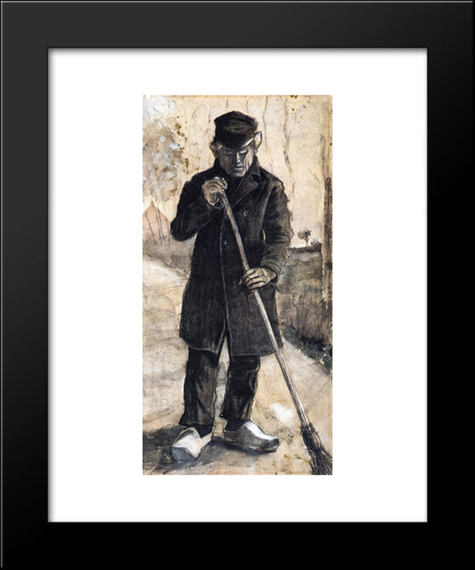 A Man With A Broom 20x24 Black Modern Wood Framed Art Print Poster by Van Gogh, Vincent