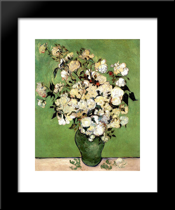 A Vase Of Roses 20x24 Black Modern Wood Framed Art Print Poster by Van Gogh, Vincent