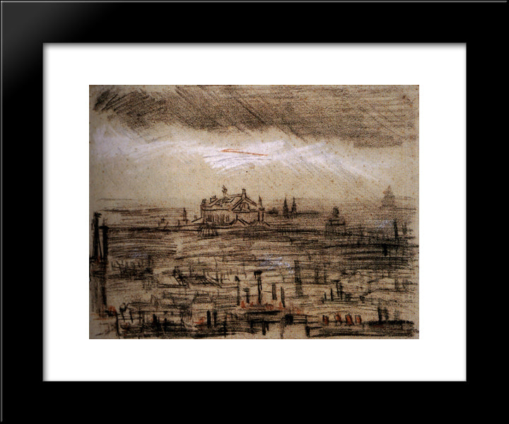 A View Of Paris With The Op 20x24 Black Modern Wood Framed Art Print Poster by Van Gogh, Vincent