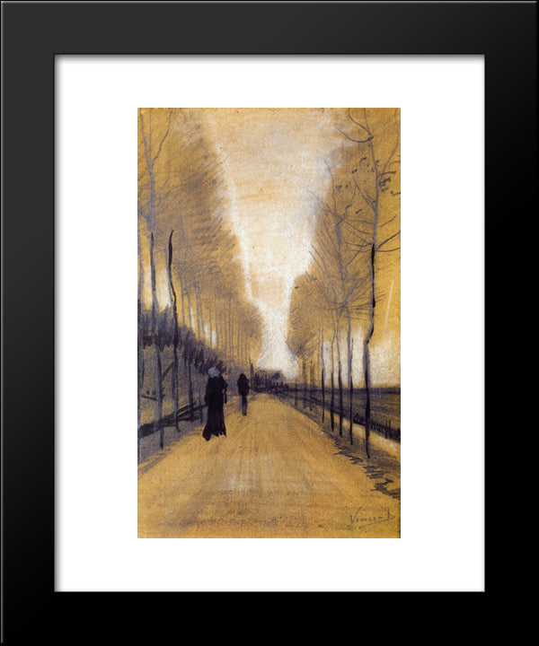 Alley Bordered By Trees 20x24 Black Modern Wood Framed Art Print Poster by Van Gogh, Vincent