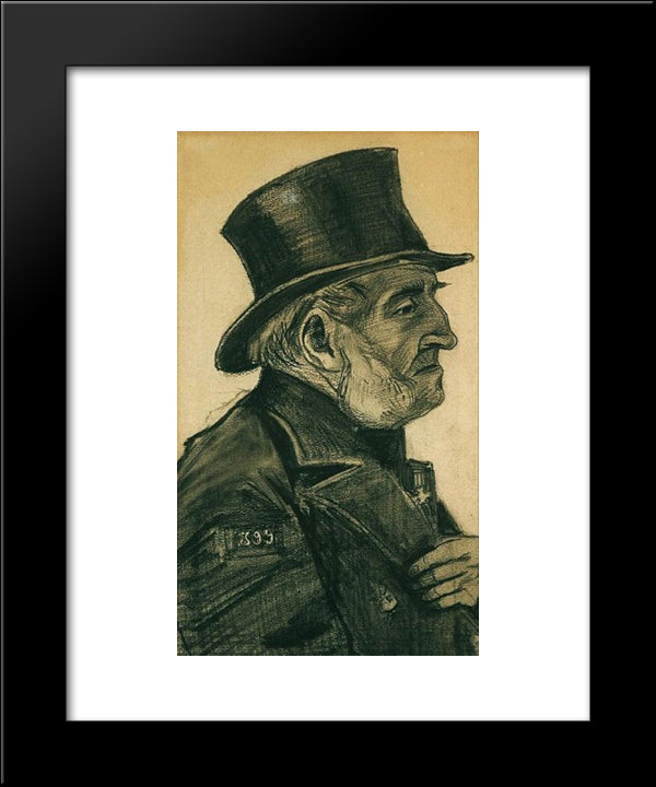 An Almshouse Man In A Top Hat 20x24 Black Modern Wood Framed Art Print Poster by Van Gogh, Vincent