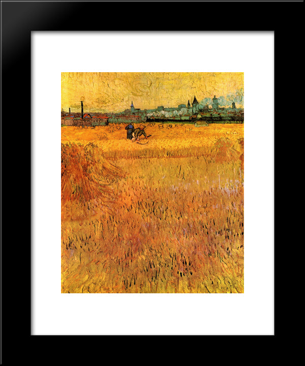 Arles View From The Wheat Fields 20x24 Black Modern Wood Framed Art Print Poster by Van Gogh, Vincent