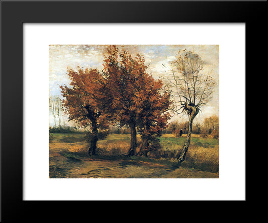 Autumn Landscape With Four Trees 20x24 Black Modern Wood Framed Art Print Poster by Van Gogh, Vincent