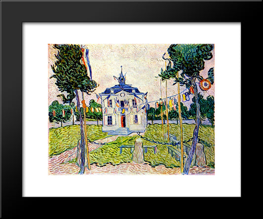 Auvers Town Hall In 14 July 1890 20x24 Black Modern Wood Framed Art Print Poster by Van Gogh, Vincent