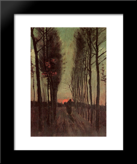 Avenue Of Poplars At Sunset 20x24 Black Modern Wood Framed Art Print Poster by Van Gogh, Vincent