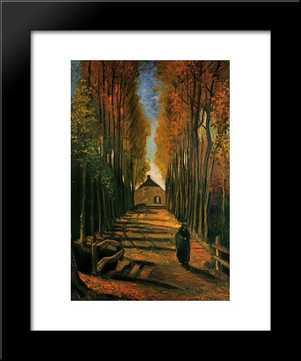 Avenue Of Poplars At Sunset 20x24 Black Modern Wood Framed Art Print Poster by Van Gogh, Vincent