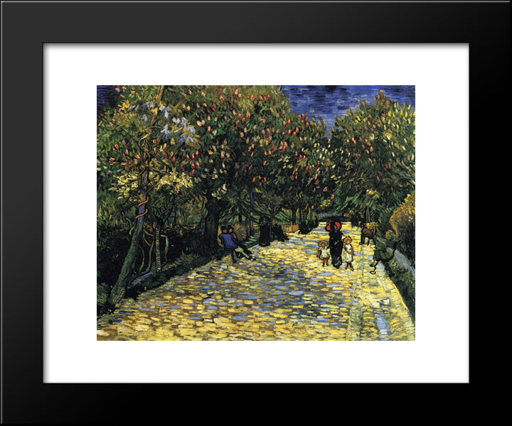 Avenue With Flowering Chestnut Trees At Arles 20x24 Black Modern Wood Framed Art Print Poster by Van Gogh, Vincent