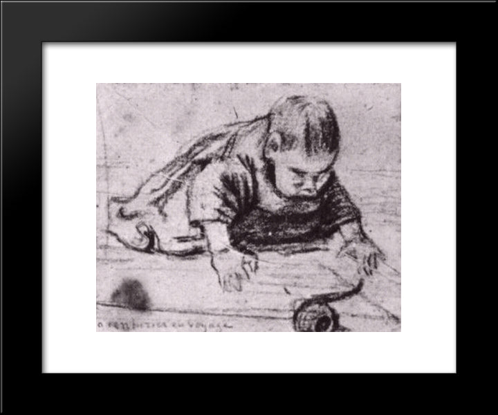 Baby Crawling 20x24 Black Modern Wood Framed Art Print Poster by Van Gogh, Vincent