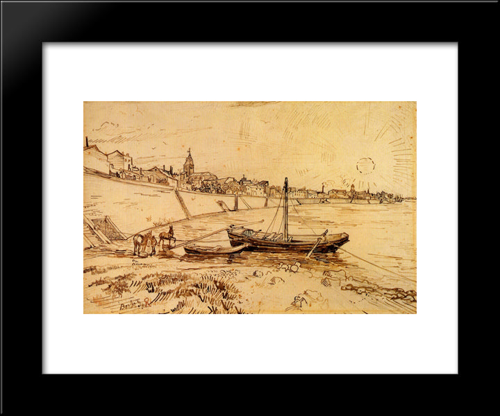 Bank Of The Rhone At Arles 20x24 Black Modern Wood Framed Art Print Poster by Van Gogh, Vincent