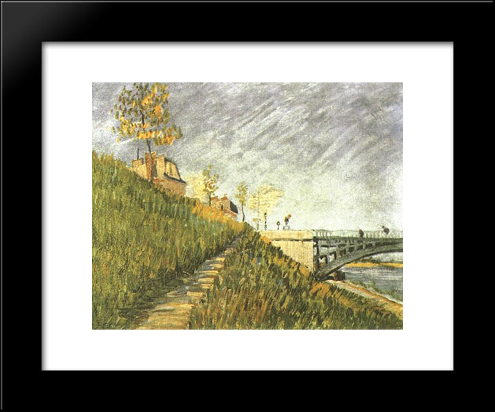 Banks Of The Seine Near Pont De Clichy 20x24 Black Modern Wood Framed Art Print Poster by Van Gogh, Vincent