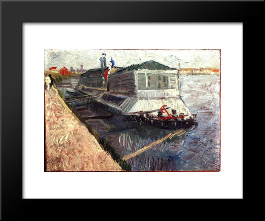 Bathing Float On The Seine At Asnieres 20x24 Black Modern Wood Framed Art Print Poster by Van Gogh, Vincent