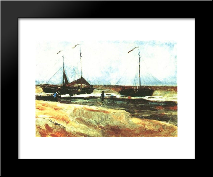 Beach At Scheveningen In Calm Weather 20x24 Black Modern Wood Framed Art Print Poster by Van Gogh, Vincent